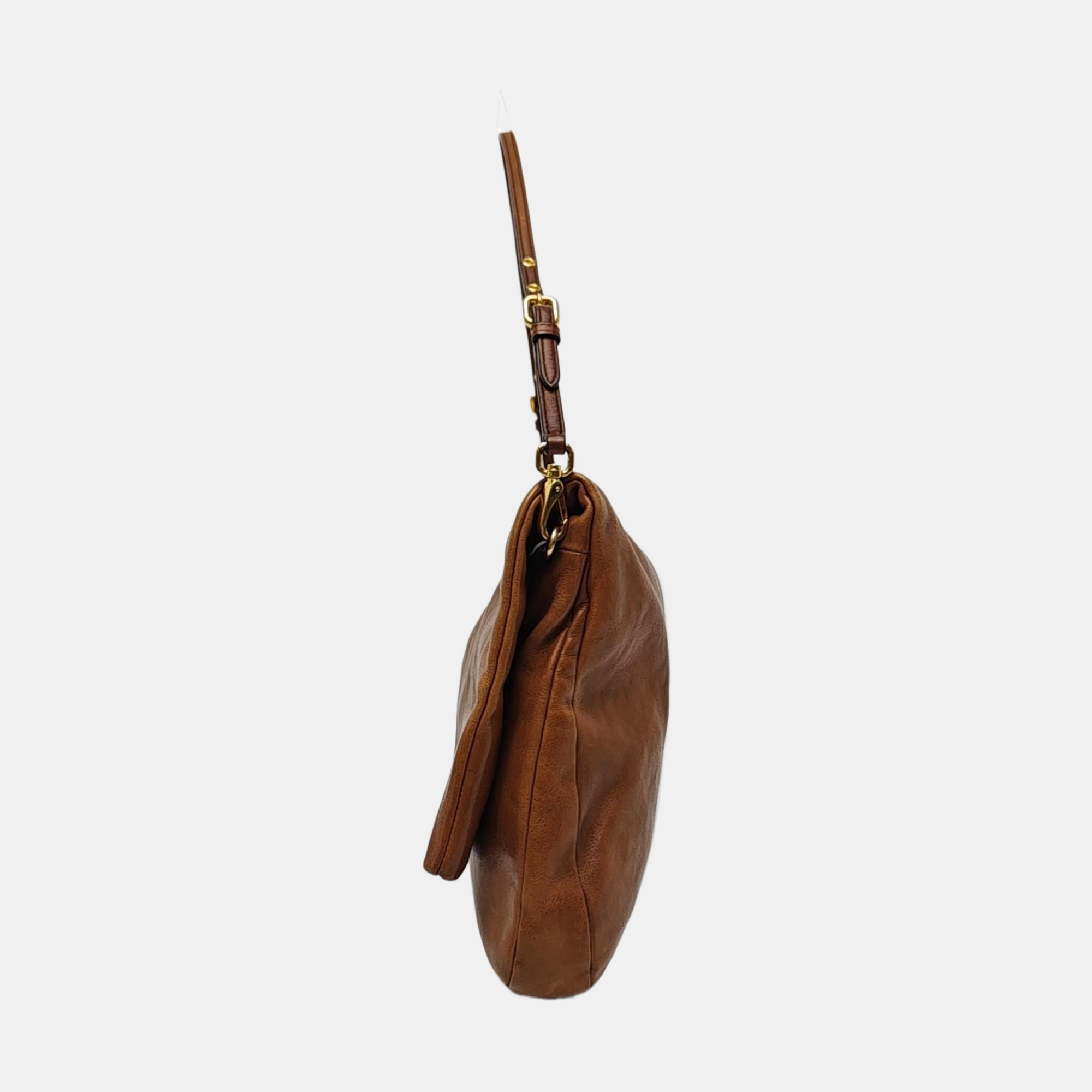 Calfskin Shoulder Bag Brown