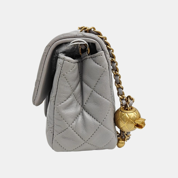 CLASSIC FLAP Mini Quilted Lambskin Gray