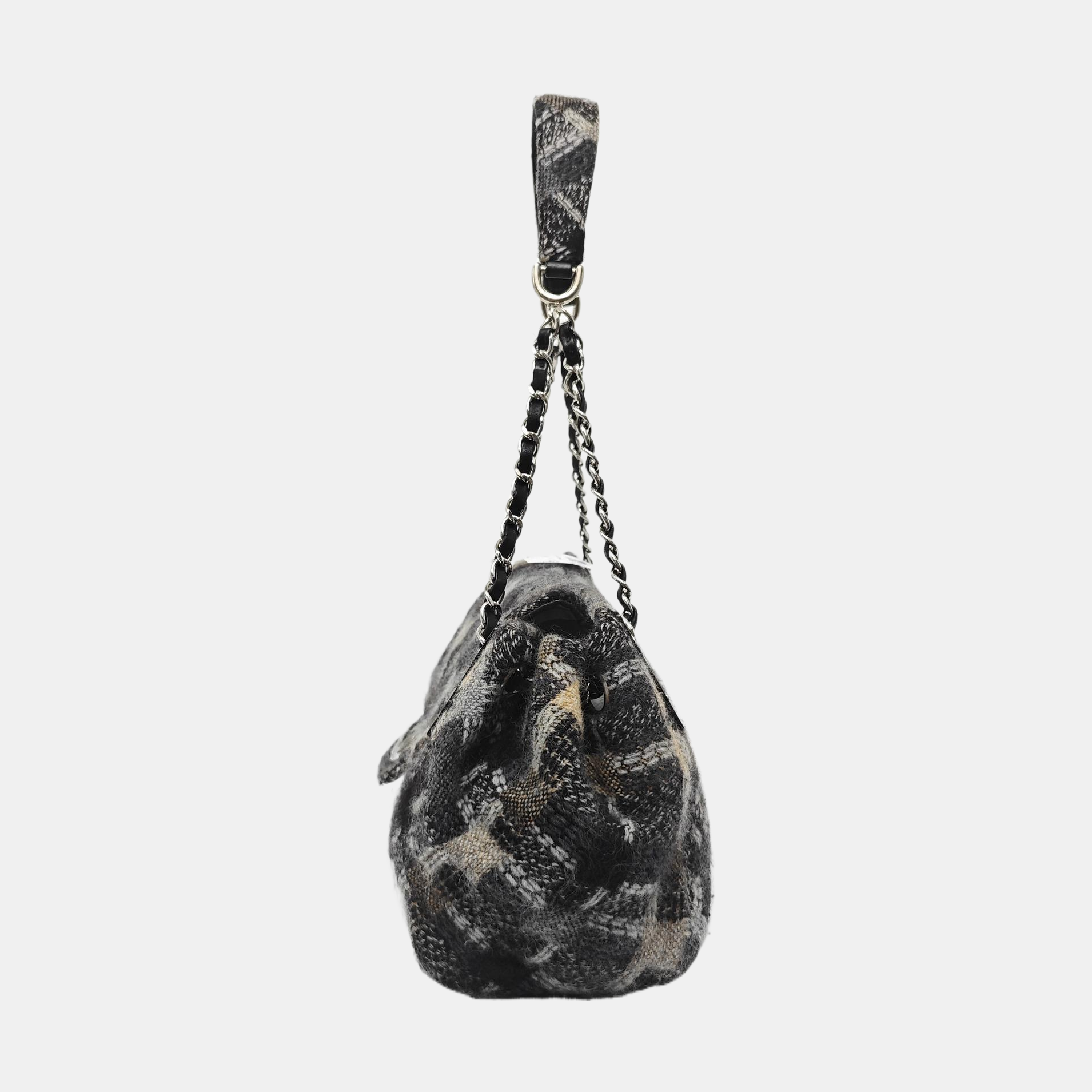 Quilted Fabric Shoulder Bag Gray