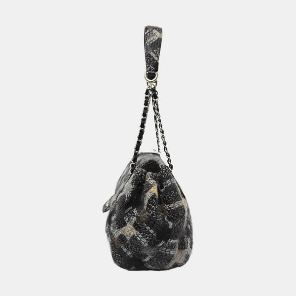 Quilted Fabric Shoulder Bag Gray