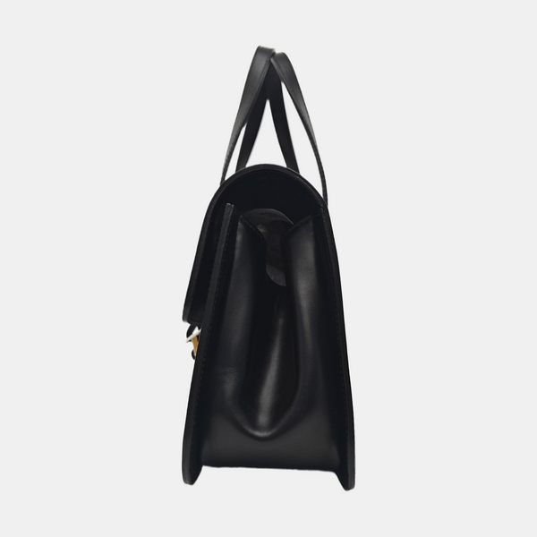 Calfskin Top Handle Bag Black