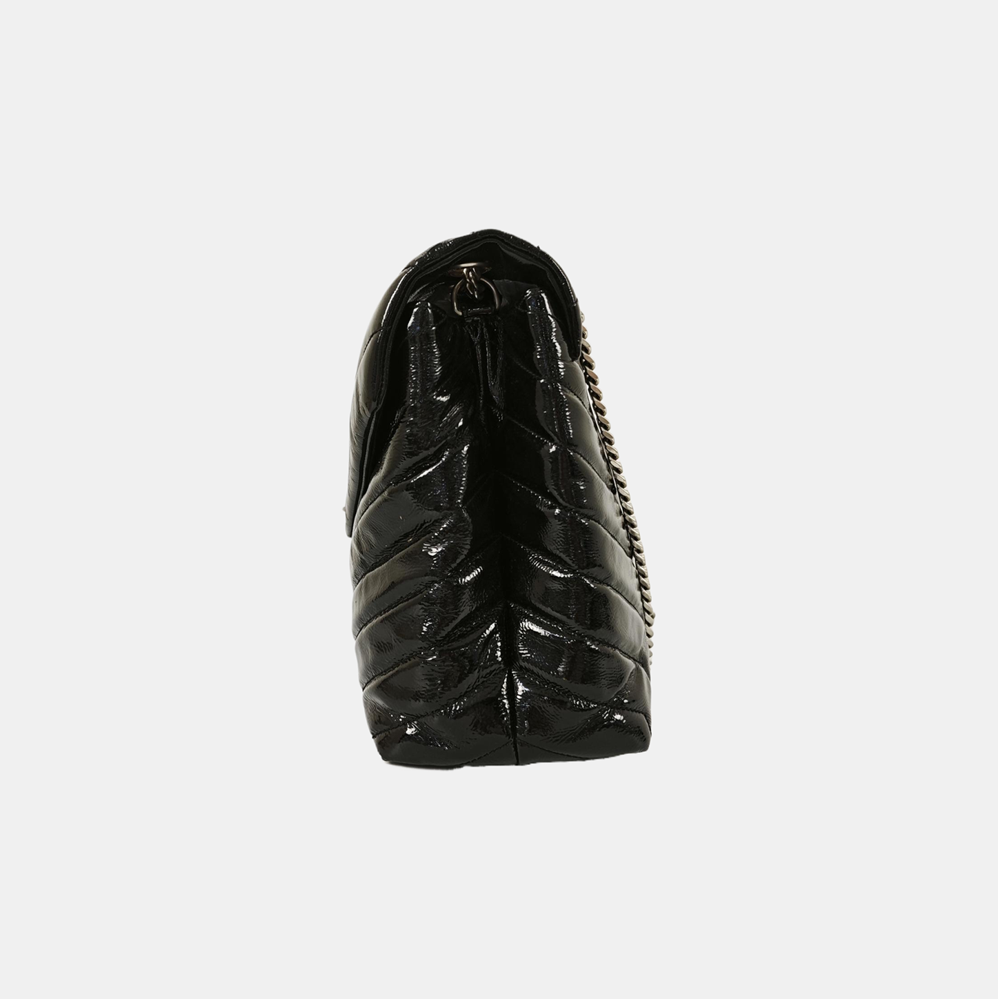 LOULOU Medium Chevron Patent Leather Black