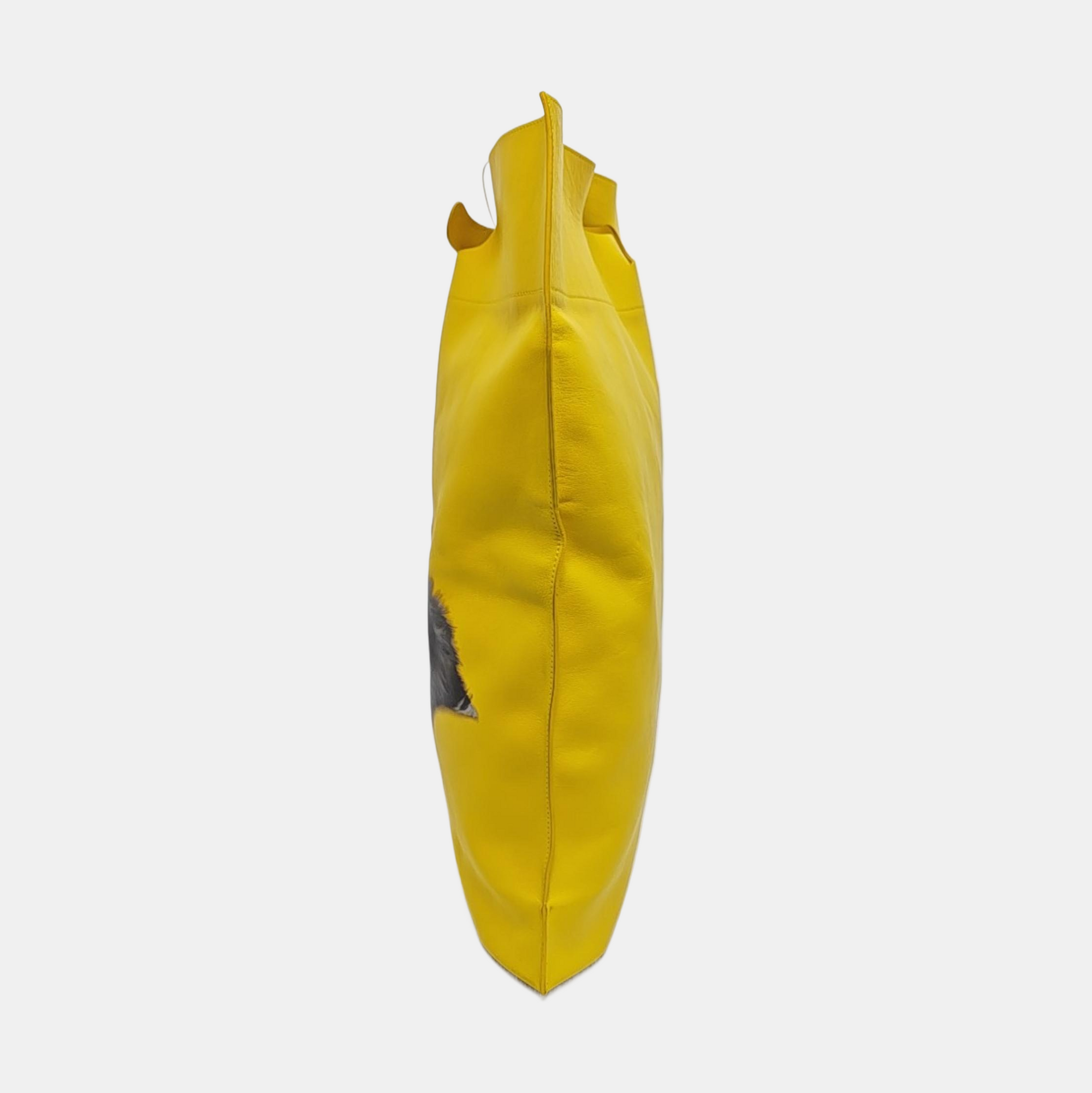 Calfskin Top Handle Bag Medium Yellow