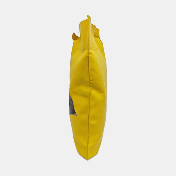 Calfskin Top Handle Bag Medium Yellow
