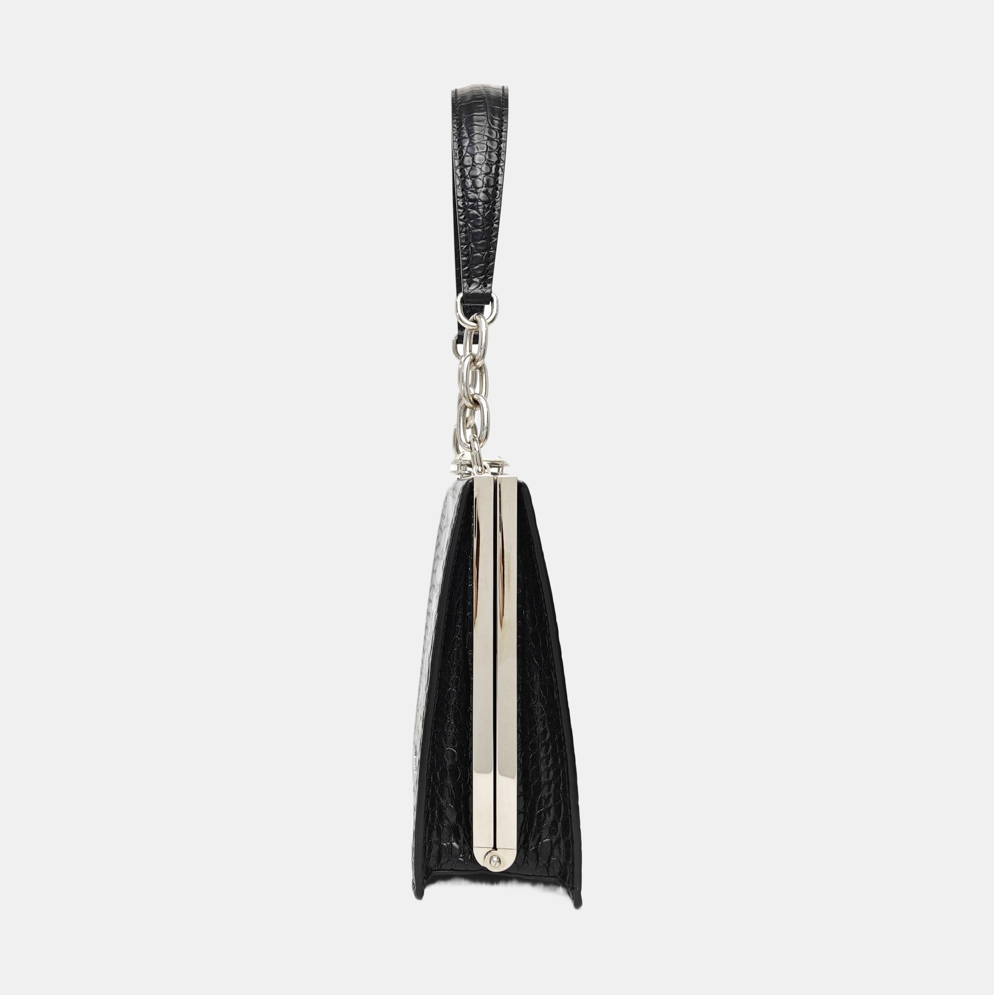 Calfskin Top Handle Bag Black