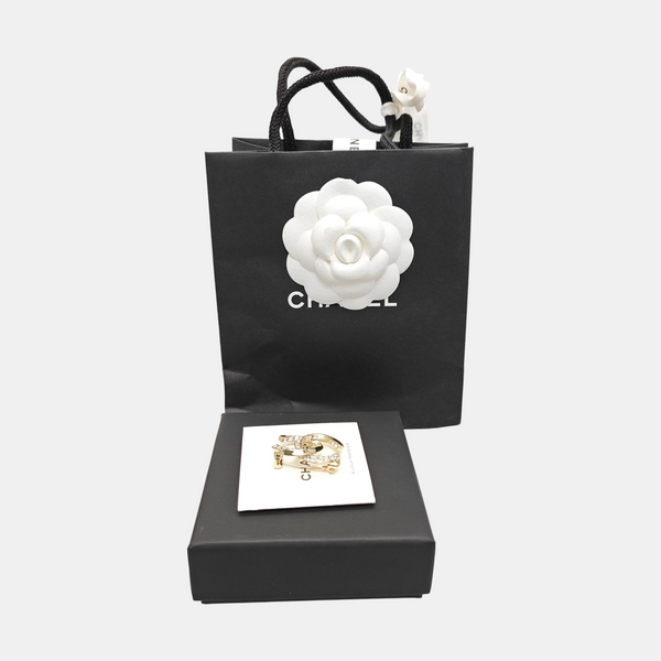 CC Logo Metal Gold Brooch