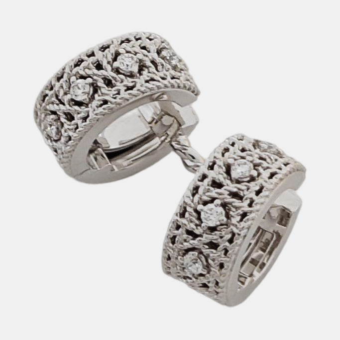 18k White Gold Silver Clip On Earrings