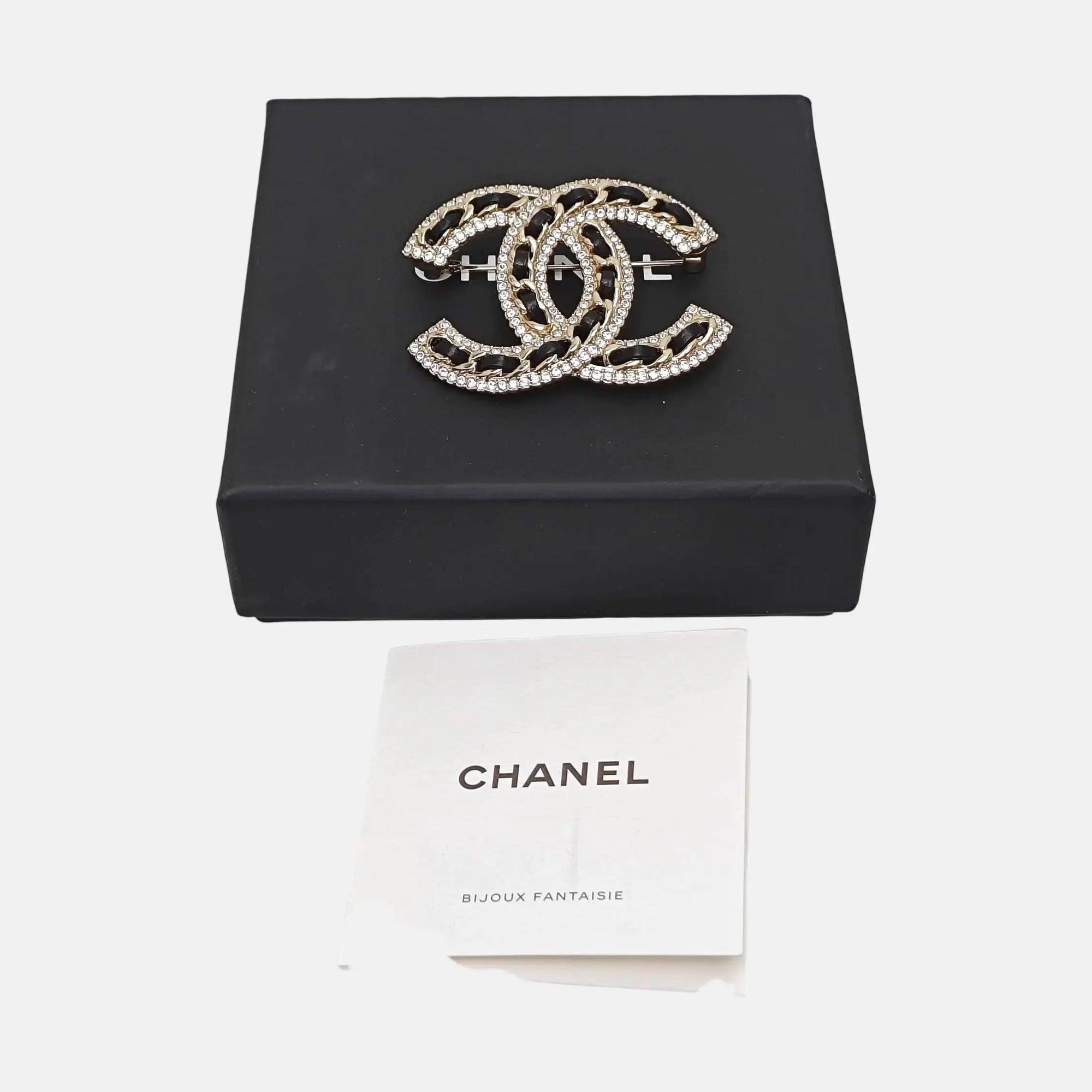 CC Logo Metal Gold Brooch