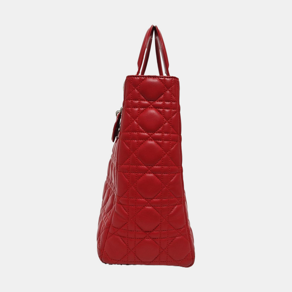 Authenticated pre-owned  Lady Dior Large Lambskin Red - Tote Bag at Looply