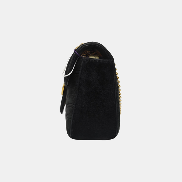 GG Marmont Medium Quilted Velvet Black