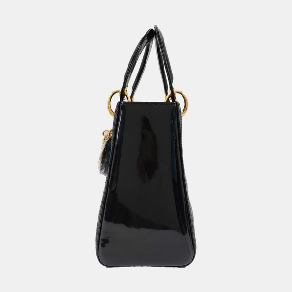 Lady Dior Medium Cannage Patent Leather Black