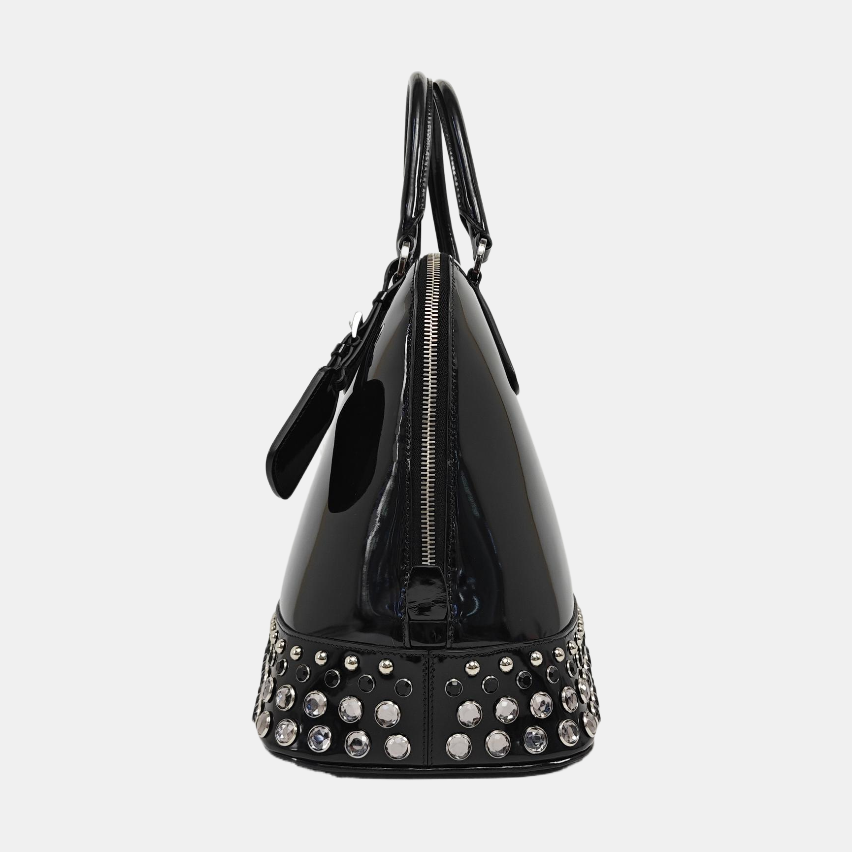 Patent Leather Top Handle Bag Black