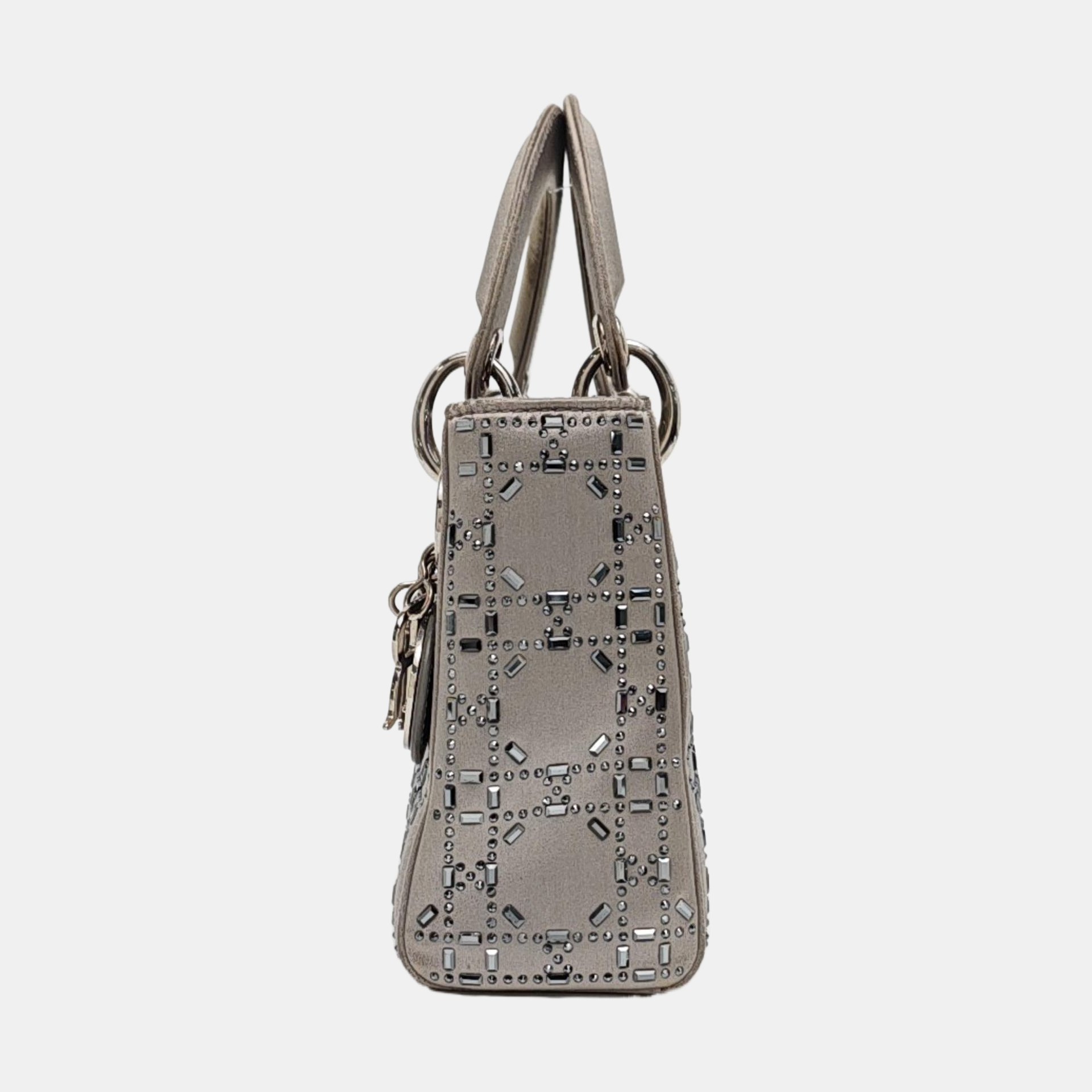 Authenticated pre-owned  Lady Dior Mini Cannage Silk Satin Grey - Tote Bag at Looply