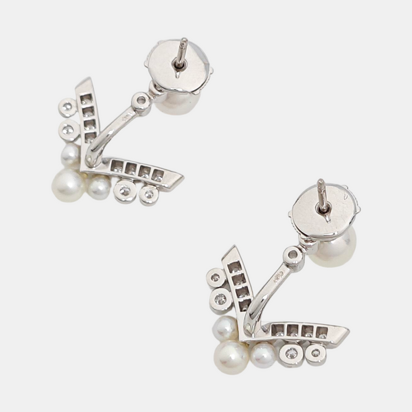 Joséphine Aigrette 18k White Gold Silver Stud Earrings