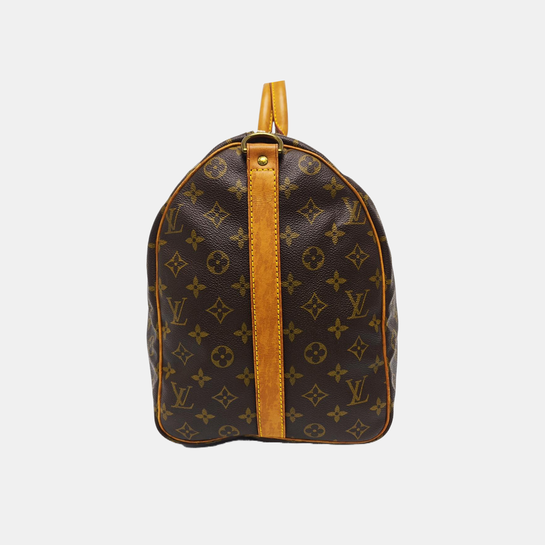 KEEPALL 50 Monogram Coated Canvas Brown