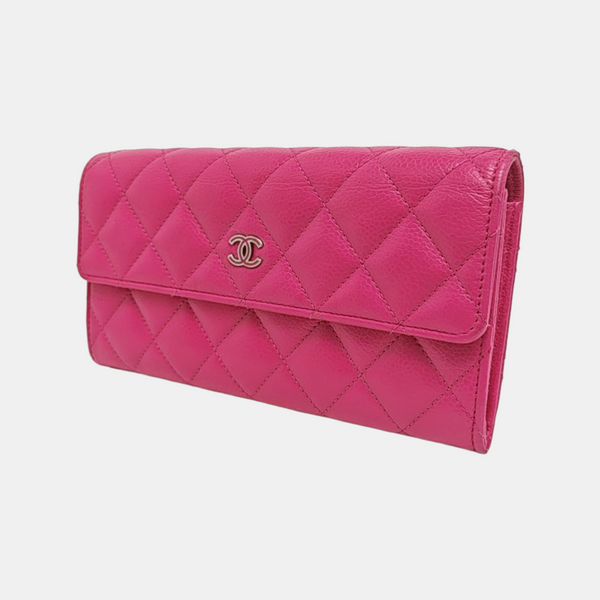 Quilted Grained Calfskin Wallet Red