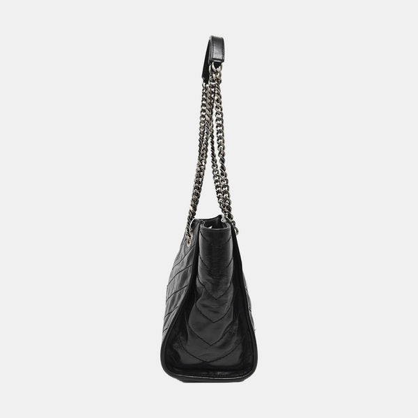 NIKI Small Chevron Calfskin Black