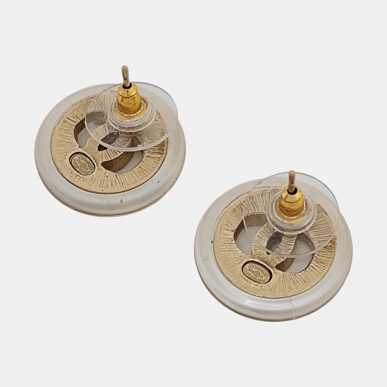 CC Logo Metal Clear Stud Earrings