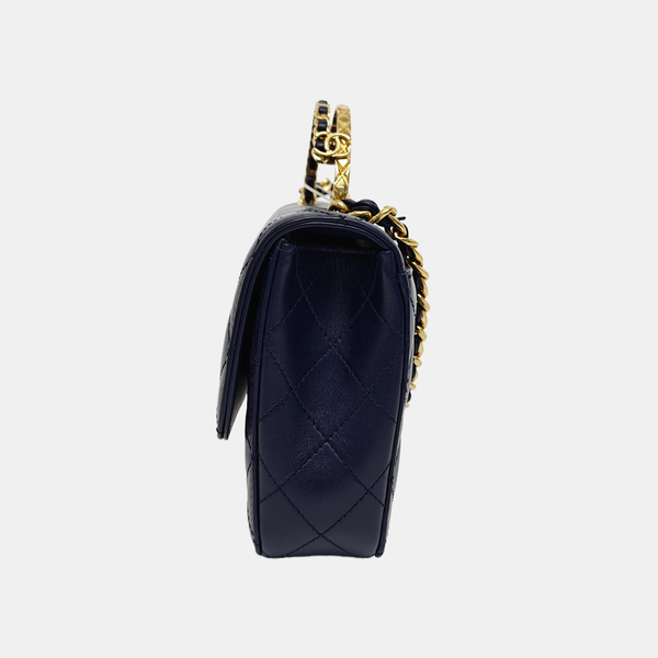 Quilted Calfskin Small Blue