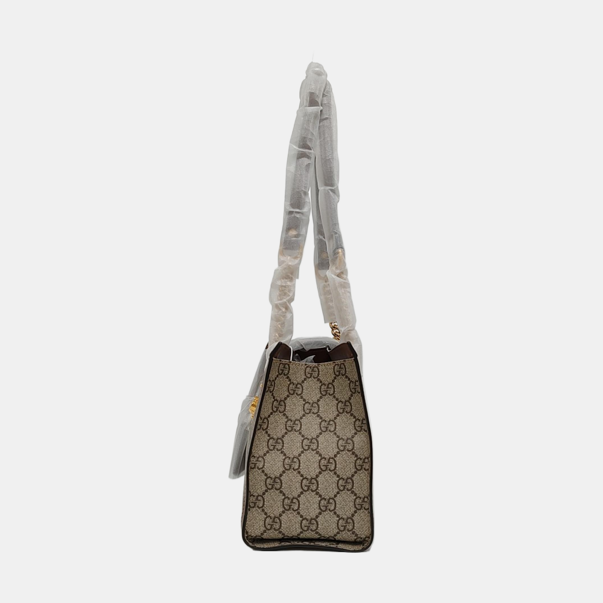 Padlock Small Monogram Coated Canvas Beige