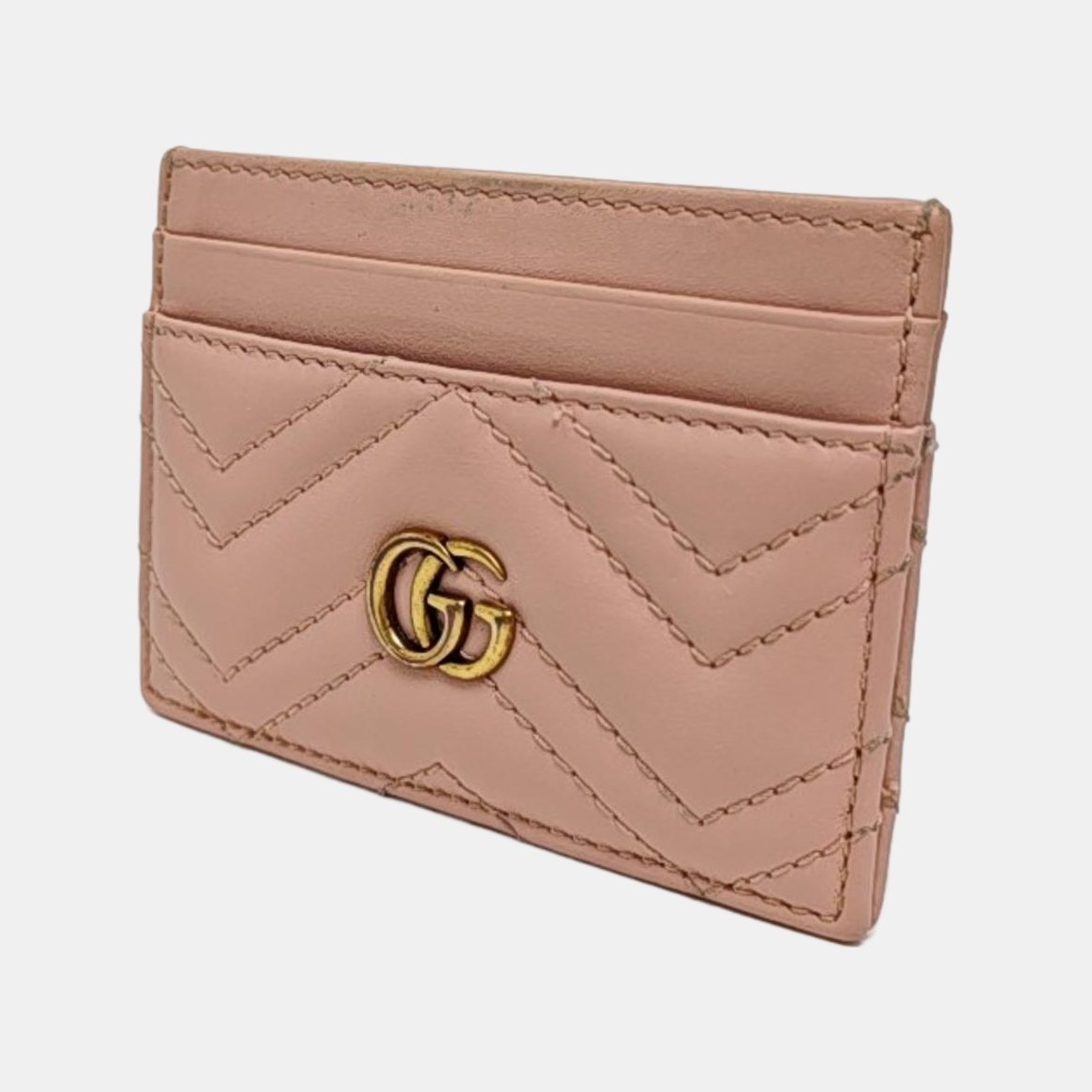 GG Marmont Mini Quilted Calfskin Pink Card Holder