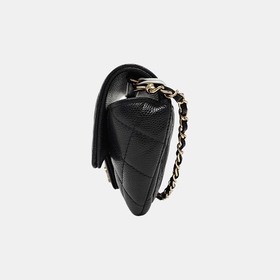 Quilted Grained Calfskin Shoulder Bag Black