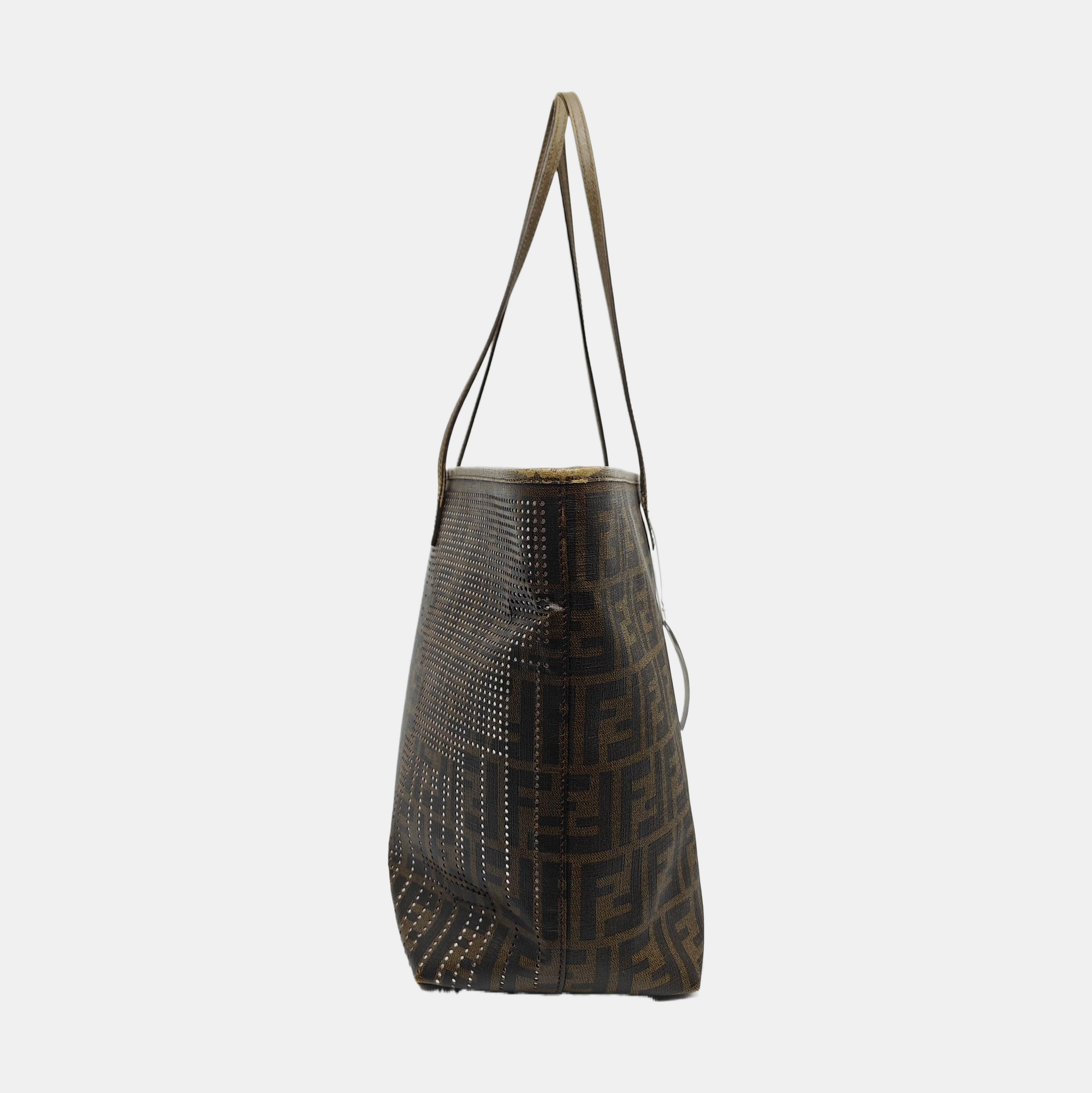 Coated Canvas Tote Bag Brown