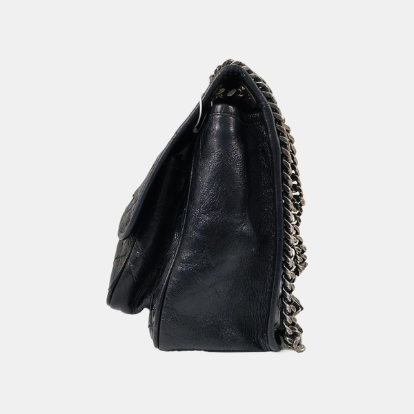 NIKI Medium Chevron Calfskin Black