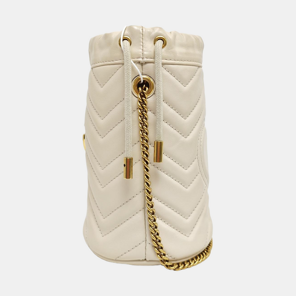 GG Marmont Mini Quilted Calfskin White