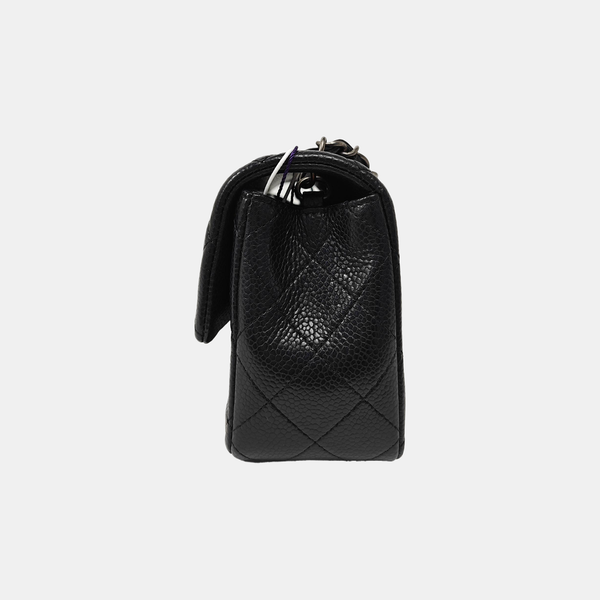 CLASSIC FLAP Mini Quilted Grained Calfskin Black