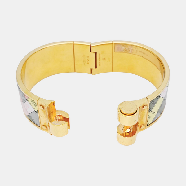 Enamel Hinged Bracelet Metal Gold Bangle