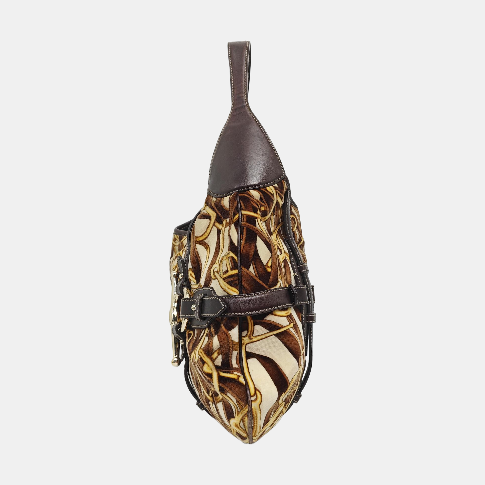 Fabric Top Handle Bag Brown