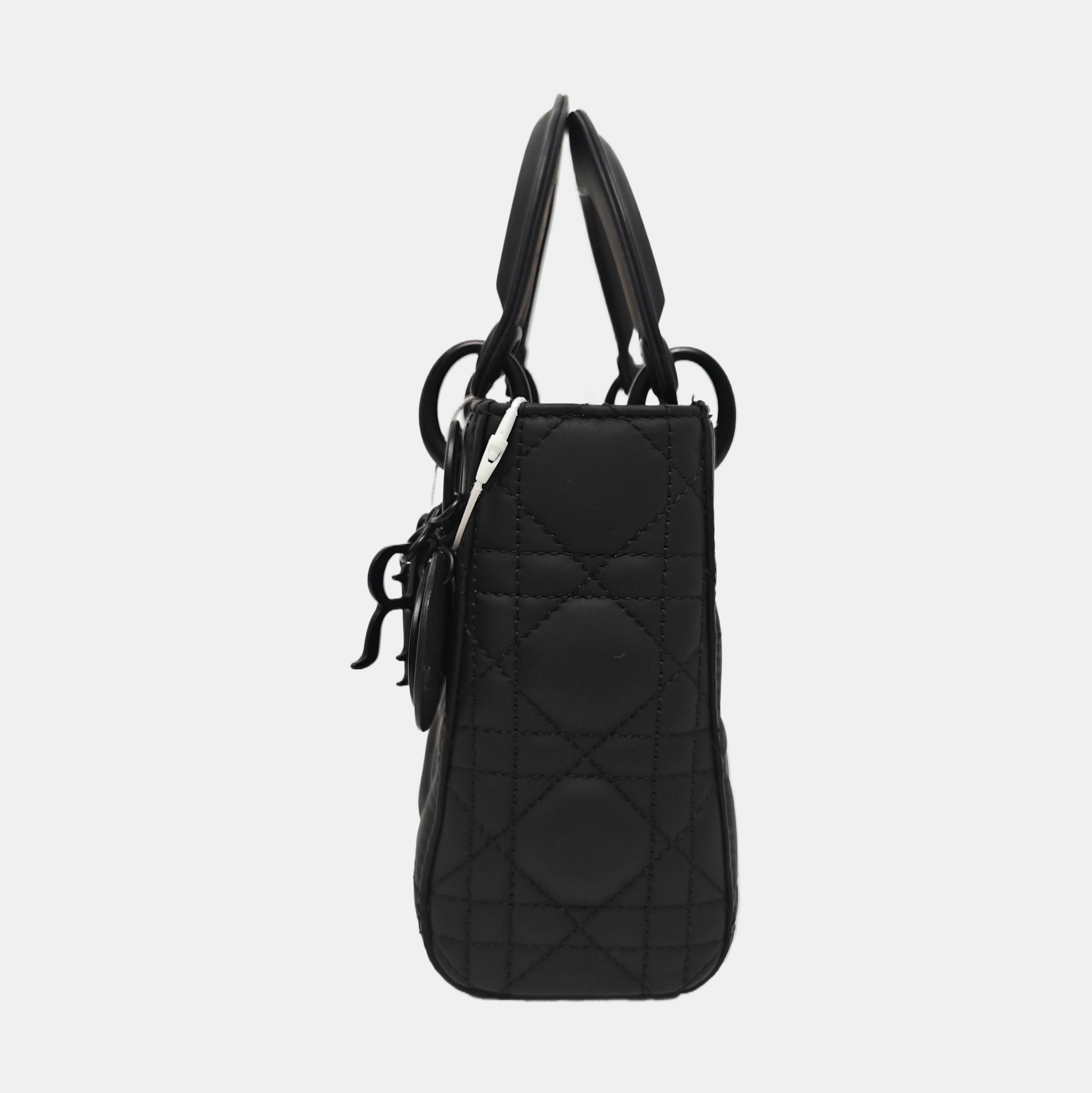 Lady Dior Mini Cannage Calfskin Black