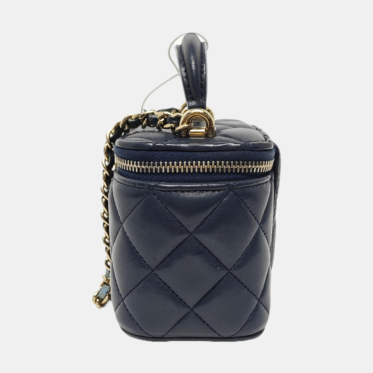 VINTAGE COSMETIC BAGS Quilted Lambskin Blue