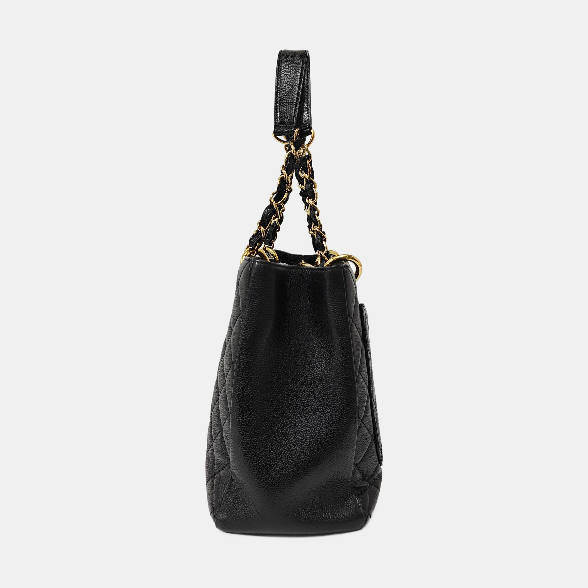CHANEL GST Large Quilted Grained Calfskin Black