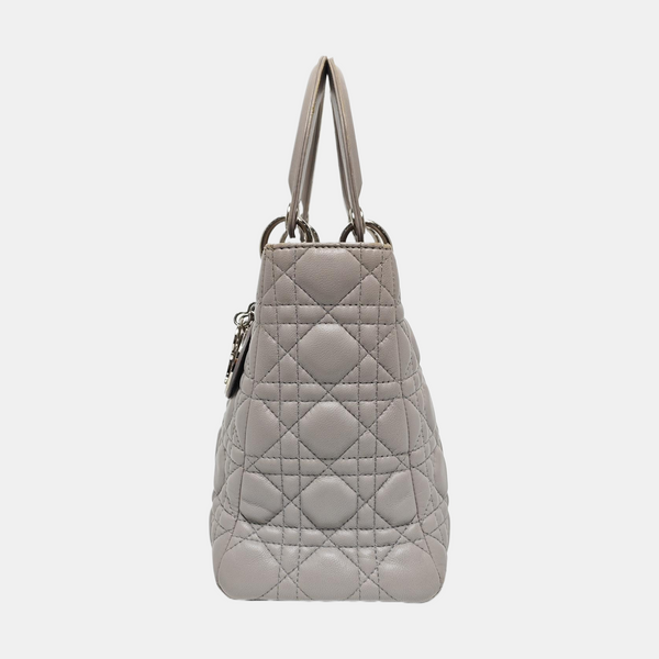Lady Dior Medium Cannage Lambskin Gray