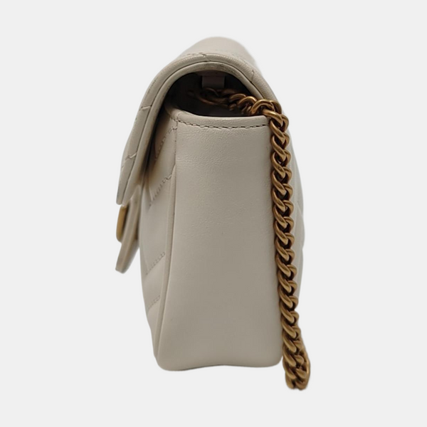 GG Marmont Mini Quilted Calfskin White