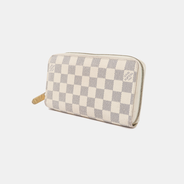 ZIPPY Damier Azur Coated Canvas White Wallet