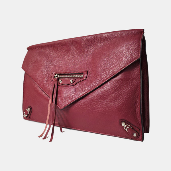 Authenticated pre-owned  Papier Calfskin Burgundy - Clutch at Looply