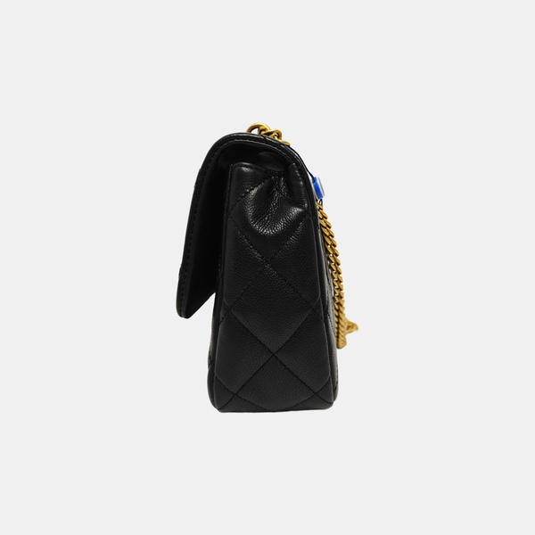 23P Large Quilted Grained Calfskin Black