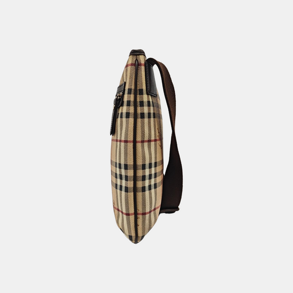 Coated Canvas Crossbody Bag Brown