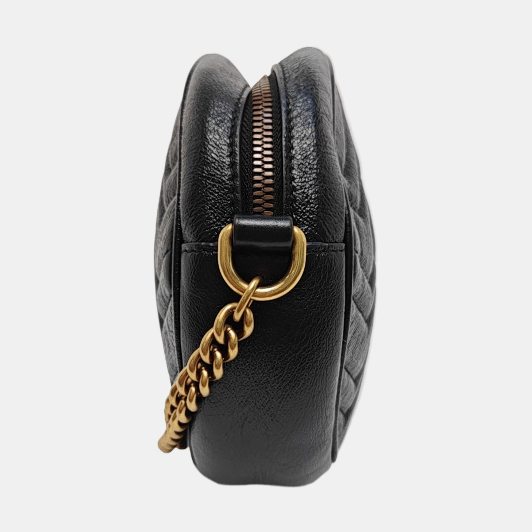 GG Marmont Mini Quilted Calfskin Black