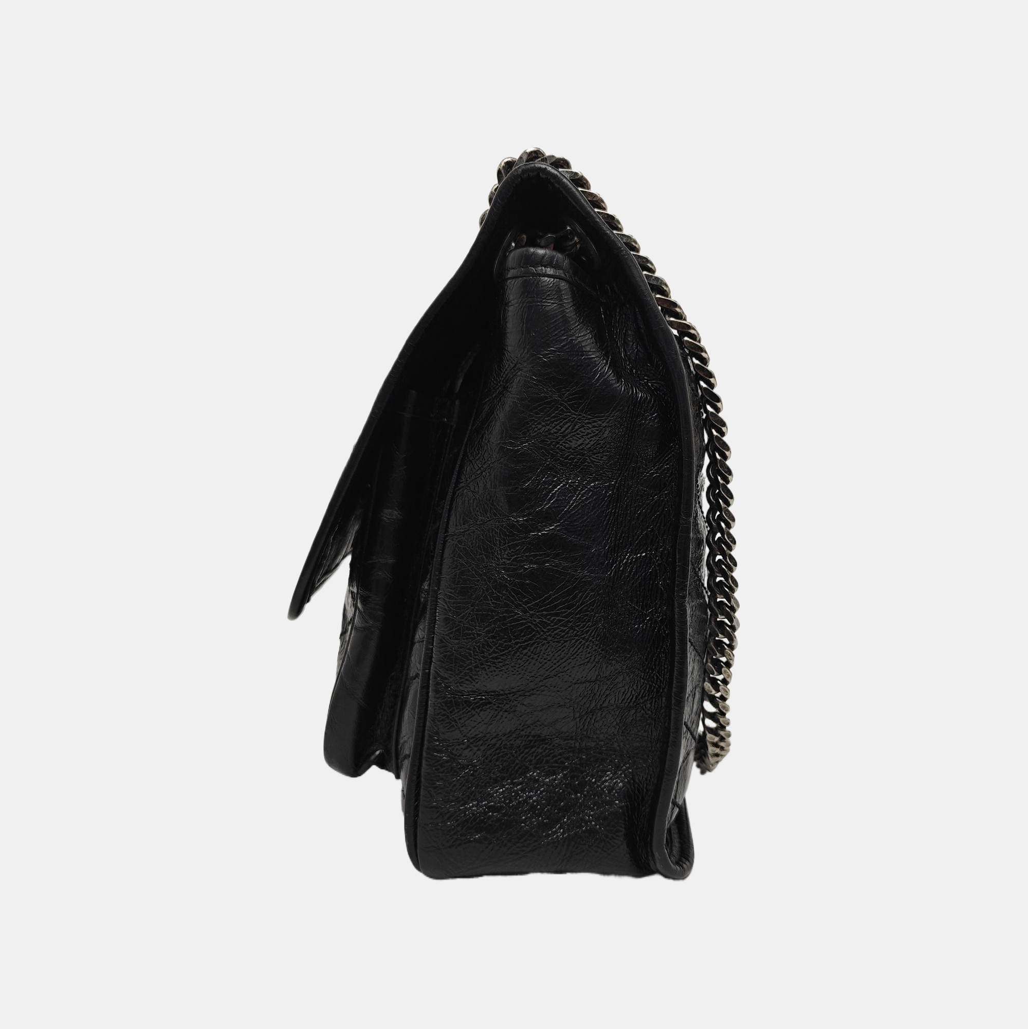 NIKI Large Chevron Calfskin Black