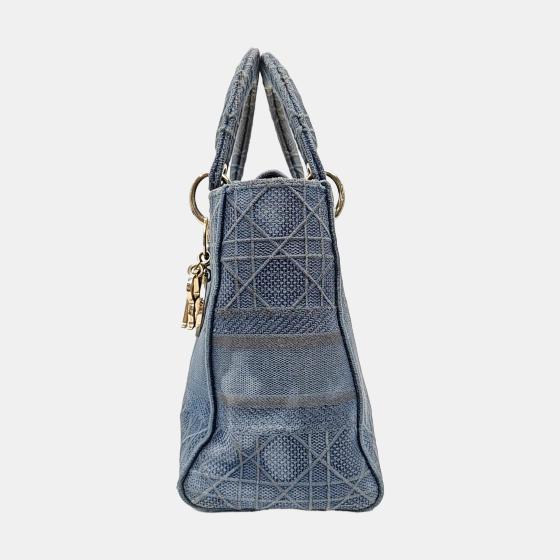 Lady D-Lite Medium Cannage Canvas Blue