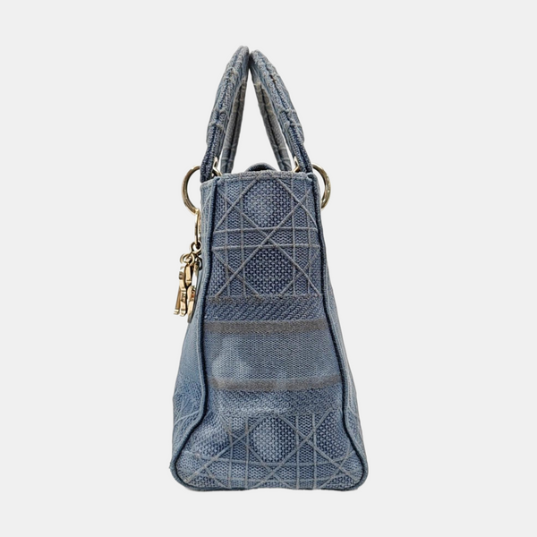Lady D-Lite Medium Cannage Canvas Blue