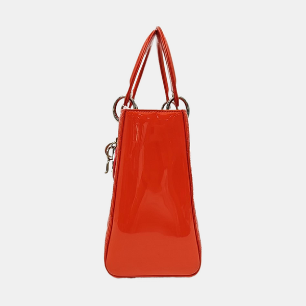 Lady Dior Medium Cannage Patent Leather Orange