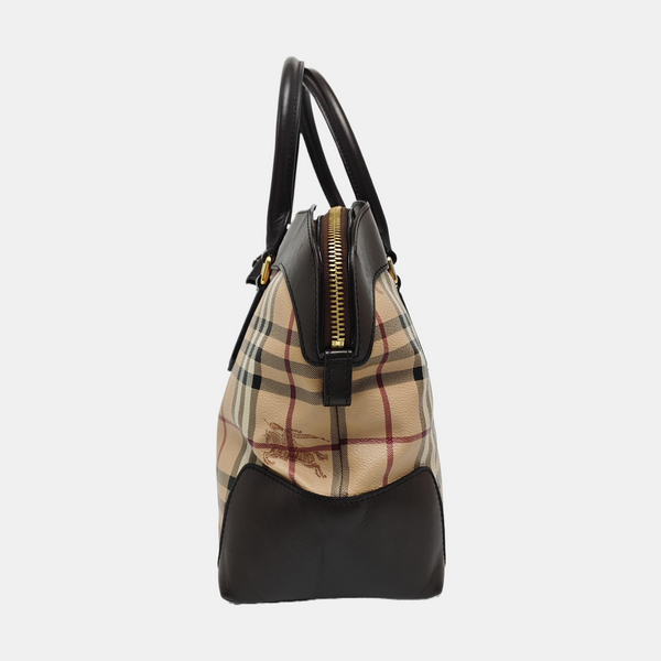 Coated Canvas Top Handle Bag Beige