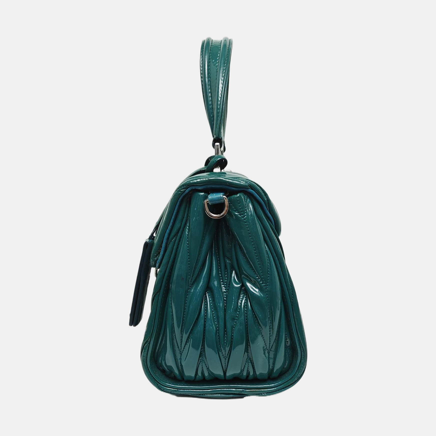 Quilted Patent Leather Shoulder Bag Green