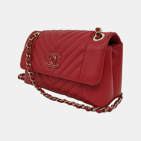 Chevron, Quilted Calfskin Red