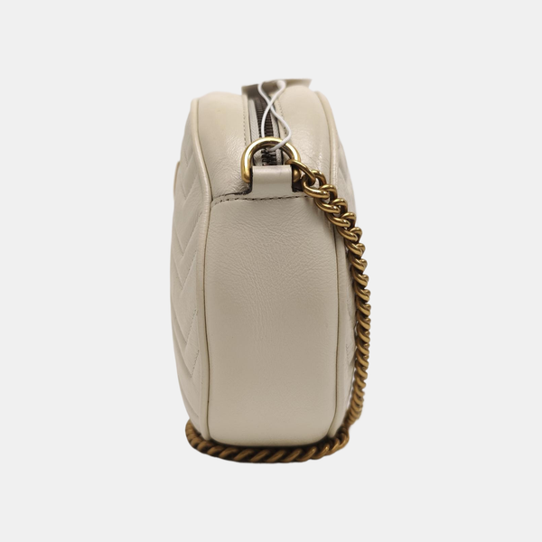 GG Marmont Mini Quilted Calfskin White